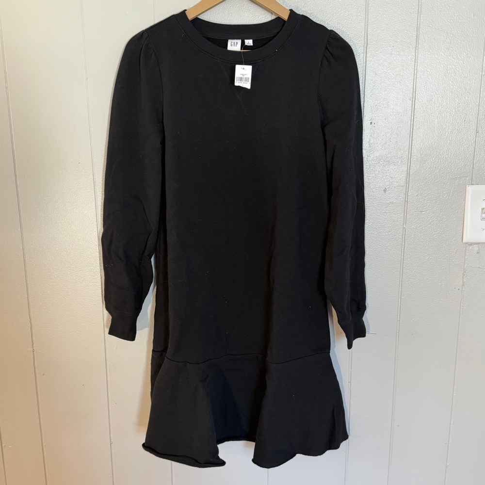 Gap NWT black long-sleeve sweatshirt dress women’s small